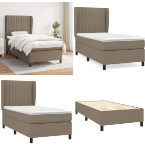 vidaXL - Boxspring - met - matras - stof - taupe - 100x200 - cm