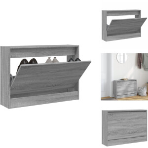 vidaXL Schoenenrek - Schoenenrekken - Opbergrek Voor Schoenen - Schoenenstellage - Schoenenkast 80x21x57 cm bewerkt hout grijs sonoma eikenkleur