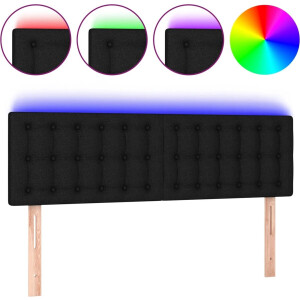 vidaXL - Hoofdbord - LED - 144x5x78/88 - cm - stof - zwart