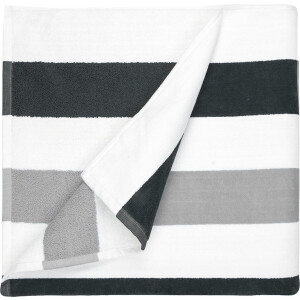 The One Towelling Strandlaken Gestreept - 90 x 190 cm - Badlaken - Handdoek - 100% zacht katoen - Antraciet/Lichtgrijs