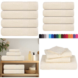 vidaXL Douchehanddoeken 4 st 70x140 cm 360 g/m² 100% katoen crème - Handdoek - Handdoeken - Badhanddoek - Badlaken