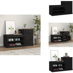 vidaXL Schoenenrek - Schoenenrekken - Opbergrek Voor Schoenen - Schoenenstellage - Schoenenkast 100x42x60 cm bewerkt hout zwart