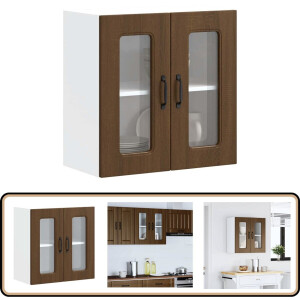 vidaXL Keukenwandkast - Bruin Eiken - Glazen Deur Keukenkast - Wandkast - Opslagruimte - Houten Kast - Bruine Eiken