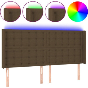 vidaXL - Hoofdbord - LED - 203x16x118/128 - cm - stof - donkerbruin