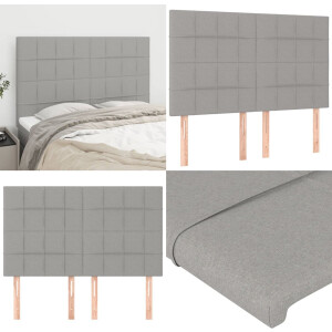vidaXL Hoofdborden 4 st 72x5x78/88 cm stof lichtgrijs - Hoofdbord - Hoofdborden - Hoofdeinde - Houten Hoofdbord