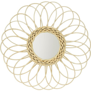 QUVIO Rotan spiegel - Spiegel - Wandspiegel - Ronde spiegel - Bohemian spiegel - Diameter 39,5 cm