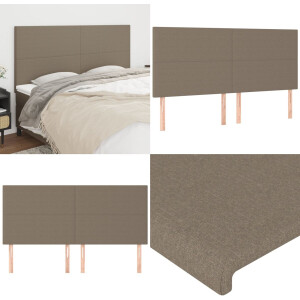 vidaXL Hoofdborden 4 st 100x5x78/88 cm stof taupe - Hoofdbord - Hoofdborden - Hoofdeinde - Houten Hoofdbord