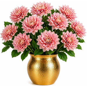 Mica Decorations Kunstbloem Dahlia Artistic - 12x - H74 cm - roze - kunststof - stelen kunstbloemen - boeket - bloemetjes