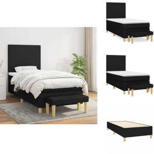 vidaXL Boxspring - Boxsprings - Pocketveringbed - Bed - Boxspring met matras stof zwart 100x200 cm