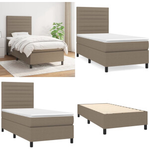 vidaXL Boxspring met matras stof taupe 100x200 cm - Boxspring - Boxsprings - Bed - Slaapmeubel
