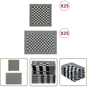 vidaXL Theedoeken - Keukenhanddoeken - 50-delige Keukendoekenset katoen zwart en wit - Katoen Handdoeken - Absorbent Handdoeken - Multifunctionele Handdoeken