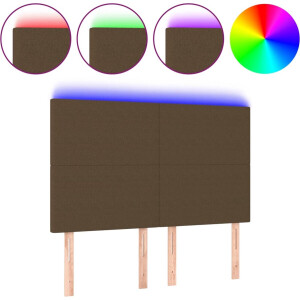 vidaXL - Hoofdbord - LED - 144x5x118/128 - cm - stof - donkerbruin