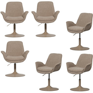WOOOD Marten Eetkamerstoelen - Polyester - Zand - Set van 6