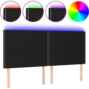 vidaXL - Hoofdbord - LED - 180x5x118/128 - cm - stof - zwart