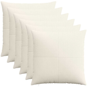 vidaXL - Kussensloop - 6 - pcs - ALMELO - Crèmekleurig - 60 - x - 60 - cm - corduroy