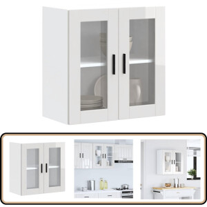 vidaXL Keukenwandkast Porto hoogglans wit Keukenwandkast - Keukenopbergruimte - Houten Keukenkast - Witte Keukenkast - Glazen Deur