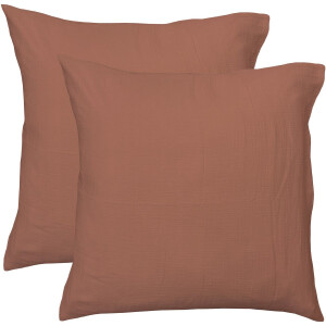Matt & Rose Set Kussenslopen Terracotta - (2x) 65 x 65 cm - Mousseline Katoen
