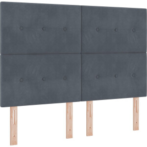 vidaXL - LED - Box - Spring - Bed - met - matras - Donkergrijs - 140 - x - 190 - cm - Stof