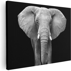 Artaza Canvas Schilderij Olifant - Zwart Wit - 40x30 - Klein - Foto Op Canvas - Canvas Print