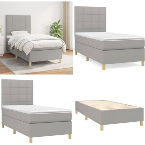 vidaXL Boxspring met matras stof lichtgrijs 80x200 cm - Boxspring - Boxsprings - Bed - Slaapmeubel