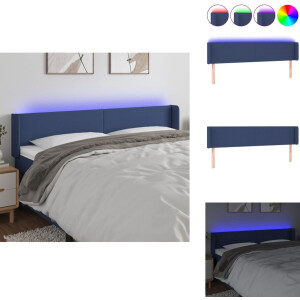 vidaXL Hoofdbord - Hoofdborden - Hoofdeinde - Houten Hoofdbord - Hoofdbord LED 163x16x78/88 cm stof blauw
