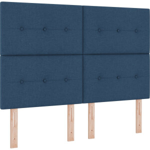 vidaXL - LED - Box - Spring - Bed - met - matras - Blauw - 140 - x - 190 - cm - Stof