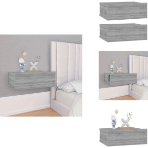 vidaXL Zwevend Nachtkastje - Zwevende Nachtkastjes - Nachtkastje - Bedkastje - Nachtkastjes 2 st zwevend 40x30x15 cm bewerkt hout grijs sonoma