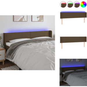 vidaXL Hoofdbord - Hoofdborden - Hoofdeinde - Houten Hoofdbord - Hoofdbord LED 183x16x78/88 cm stof donkerbruin