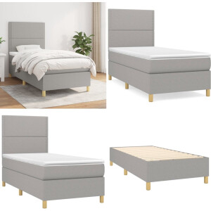 vidaXL Boxspring met matras stof lichtgrijs 90x190 cm - Boxspring - Boxsprings - Bed - Slaapmeubel