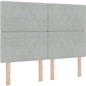 vidaXL - Fluwelen - Hoofdbord - Geruit - Lichtgrijs - 140 - cm - Fluweel