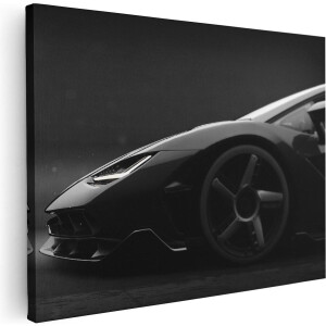 Artaza Canvas Schilderij Zijaanzicht Zwarte Sportwagen Auto - 40x30 - Klein - Foto Op Canvas - Canvas Print