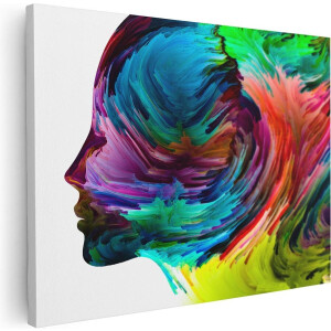 Artaza Canvas Schilderij Abstracte Kunst van een Gezicht - Hoofd - 80x60 - Foto Op Canvas - Canvas Print