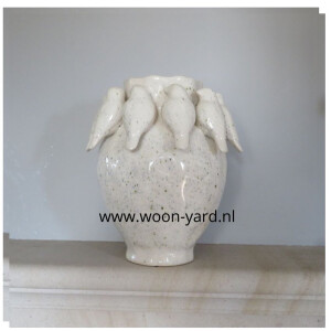 Vaas met vogels cement Ø22,7xh28cm
