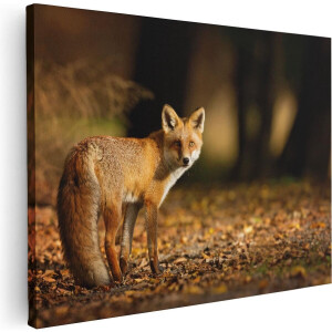 Artaza Canvas Schilderij Vos - 80x60 cm - Wanddecoratie Dieren - Muurdecoratie Bos - Schilderij Herfst