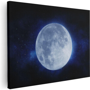 Artaza Canvas Schilderij Sterrenhemel - 40x30 cm - Klein - Wanddecoratie Maan - Muurdecoratie Ruimte - Schilderijen Op Canvas