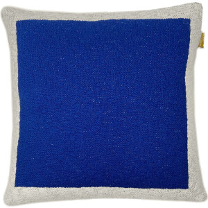 Solid knitted poster cushion blue