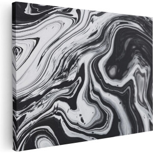 Artaza Canvas Schilderij Abstracte Kunst - Zwart met Wit - 40x30 - Klein - Foto Op Canvas - Canvas Print