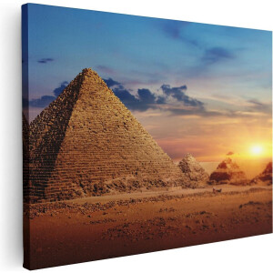 Artaza Canvas Schilderij Egyptische Piramides in de Woestijn - 40x30 - Klein - Foto Op Canvas - Canvas Print