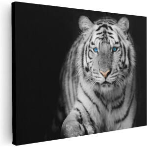 Artaza Canvas Schilderij Tijger - 80x60 cm - Wanddecoratie Dieren - Muurdecoratie Zwart Wit - Schilderijen Op Canvas Woonkamer