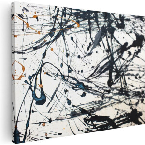Artaza Canvas Schilderij Abstracte Kunst van Zwarte Verf - 40x30 - Klein - Foto Op Canvas - Canvas Print