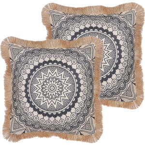 BELIANI GERANIUM - Sierkussen set van 2 - Beige - Polyester