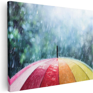 Artaza Canvas Schilderij Regenboog Paraplu met Regen - 80x60 - Foto Op Canvas - Canvas Print