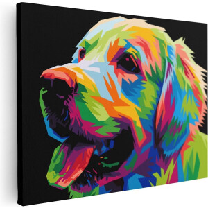 Artaza Canvas Schilderij Kleurrijke Hond - Abstract - 80x60 - Foto Op Canvas - Canvas Print