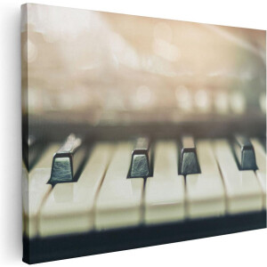 Artaza Canvas Schilderij Piano Toetsen - 80x60 cm - Wanddecoratie Muziek - Muurdecoratie Close-Up - Schilderijen Op Canvas
