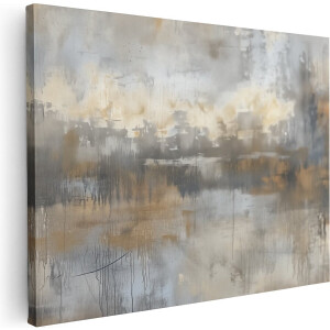 Artaza Canvas Schilderij Abstract Kunstwerk in Beige en Grijs - 40x30 cm - Klein - Wanddecoratie Woonkamer - Schilderijen - Muurdecoratie