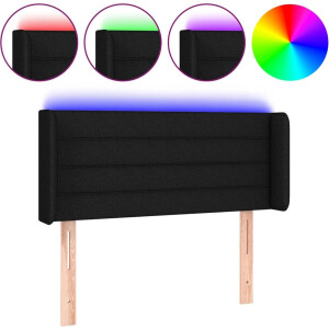 vidaXL - Hoofdbord - LED - 93x16x78/88 - cm - stof - zwart