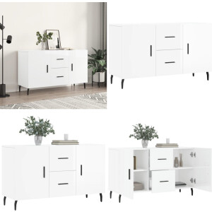 vidaXL Dressoir 100x36x60 cm bewerkt hout hoogglans wit - Dressoir - Dressoirs - Kast - Wandkast