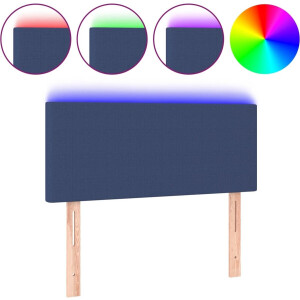 vidaXL - Hoofdbord - LED - 90x5x78/88 - cm - stof - blauw