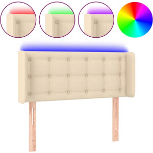 vidaXL - Hoofdbord - LED - 83x16x78/88 - cm - stof - crèmekleurig