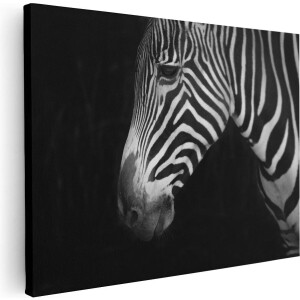 Artaza Canvas Schilderij Zebra Kop Vanaf De Zijkant - Zwart Wit - 40x30 - Klein - Foto Op Canvas - Canvas Print
